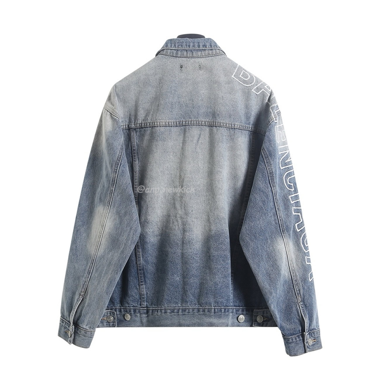 Balenciaga Logo Embroidered Denim Jacket Blue (4) - newkick.cc